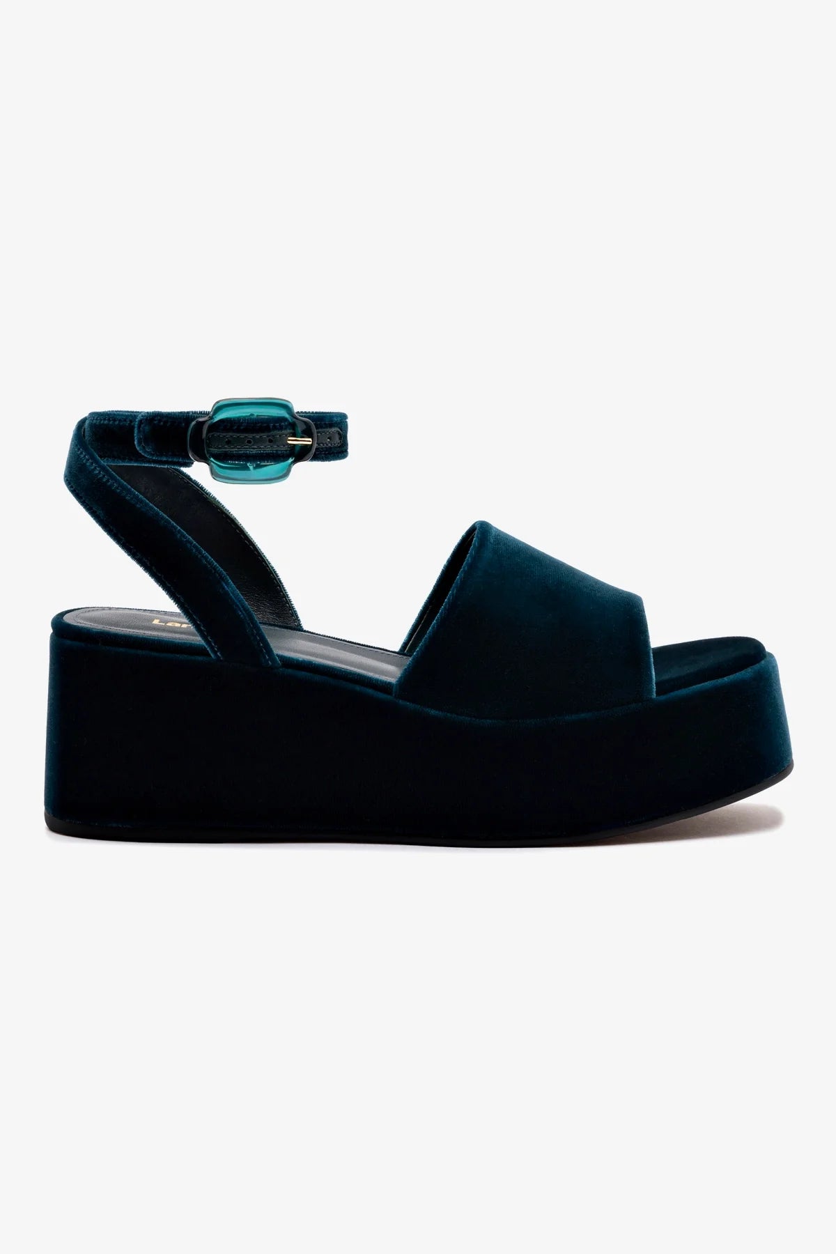 Sandália Flatform Charli Veludo Azul
