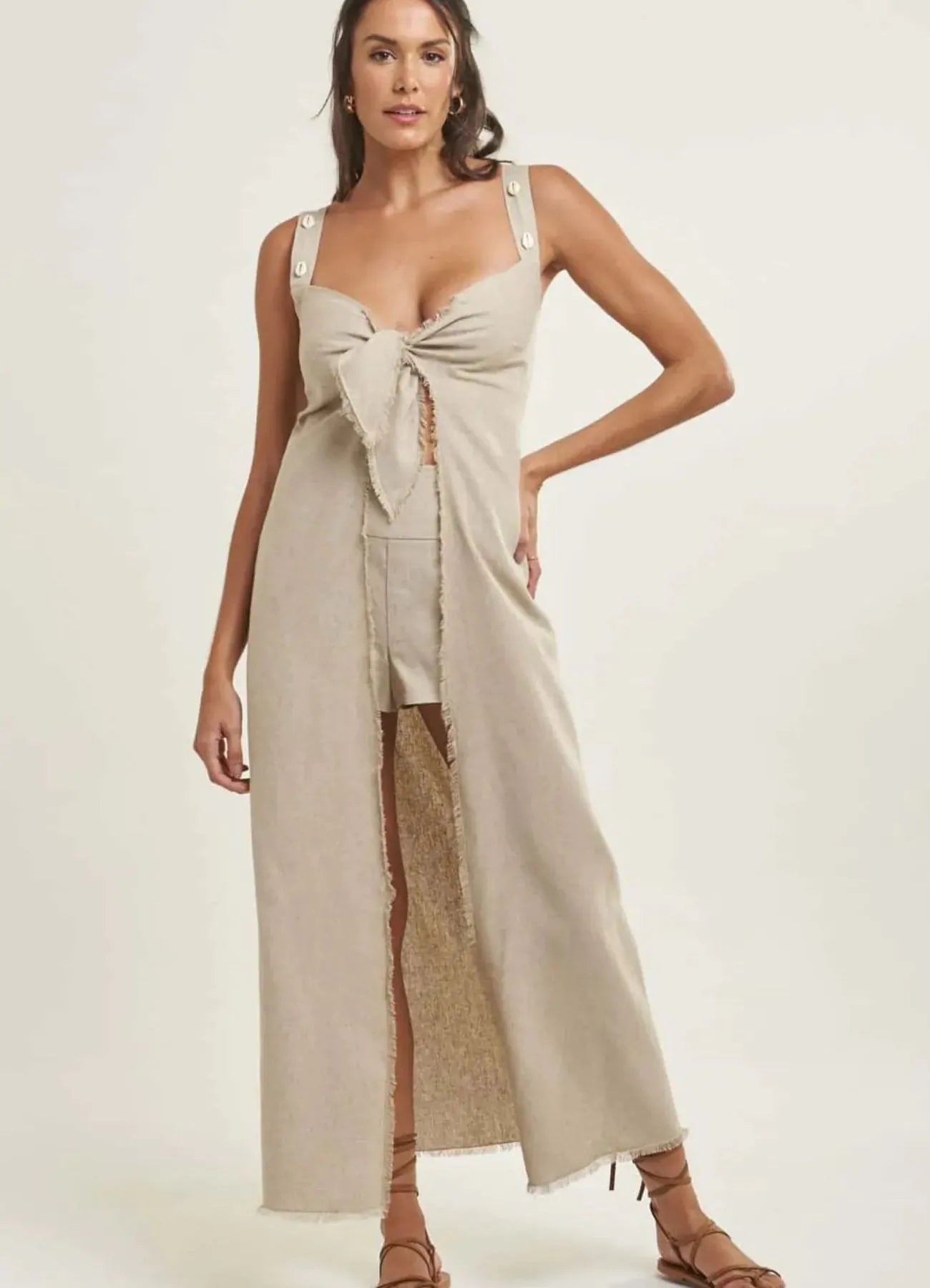 Tunica de linho Mel areia