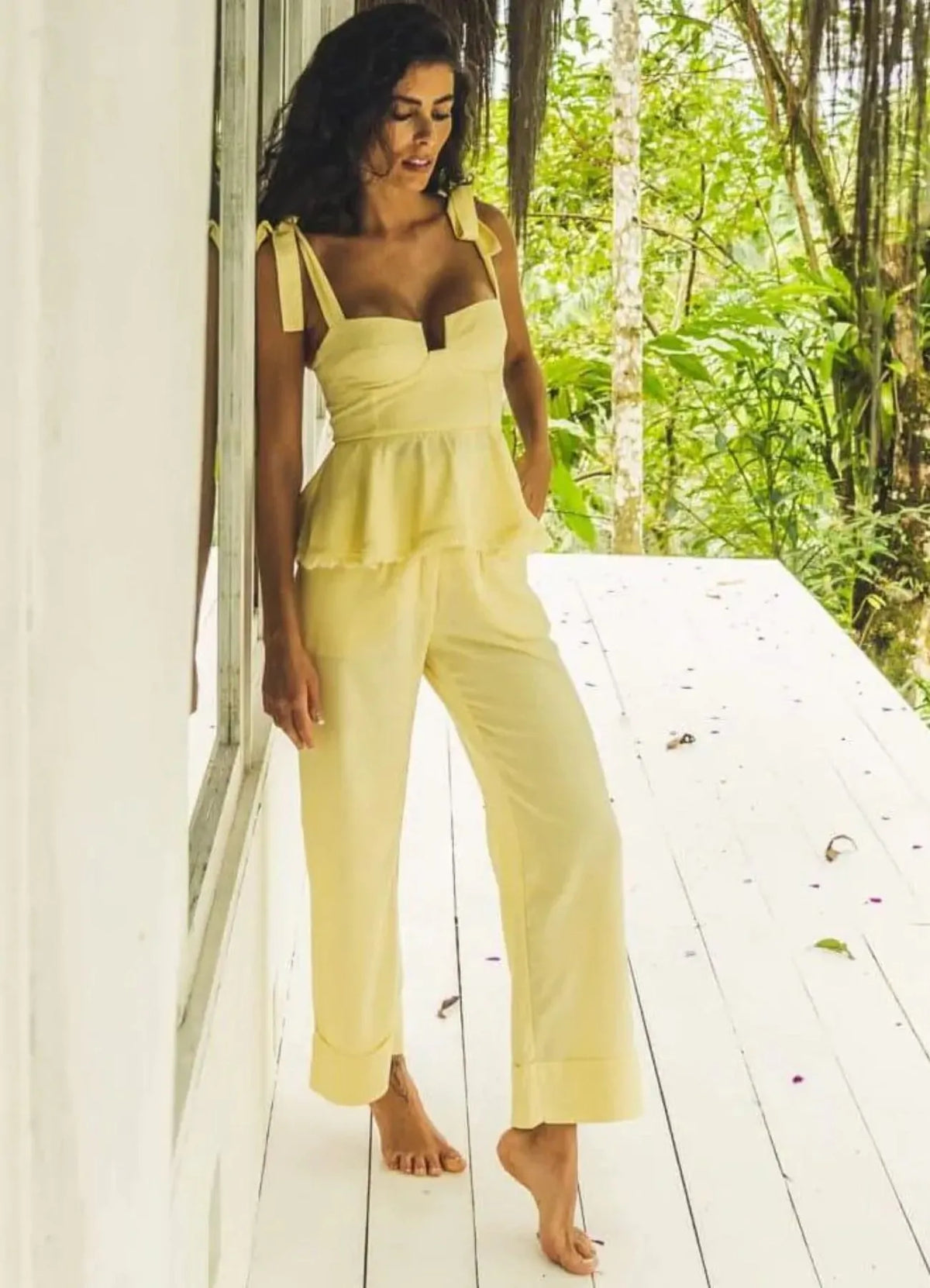 Calça de linho baunilha Julia