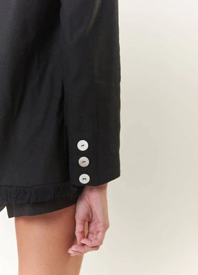 Blazer de linho preto Madrepérola