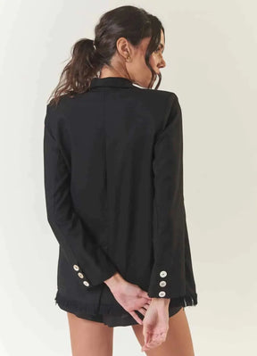 Blazer de linho preto Madrepérola