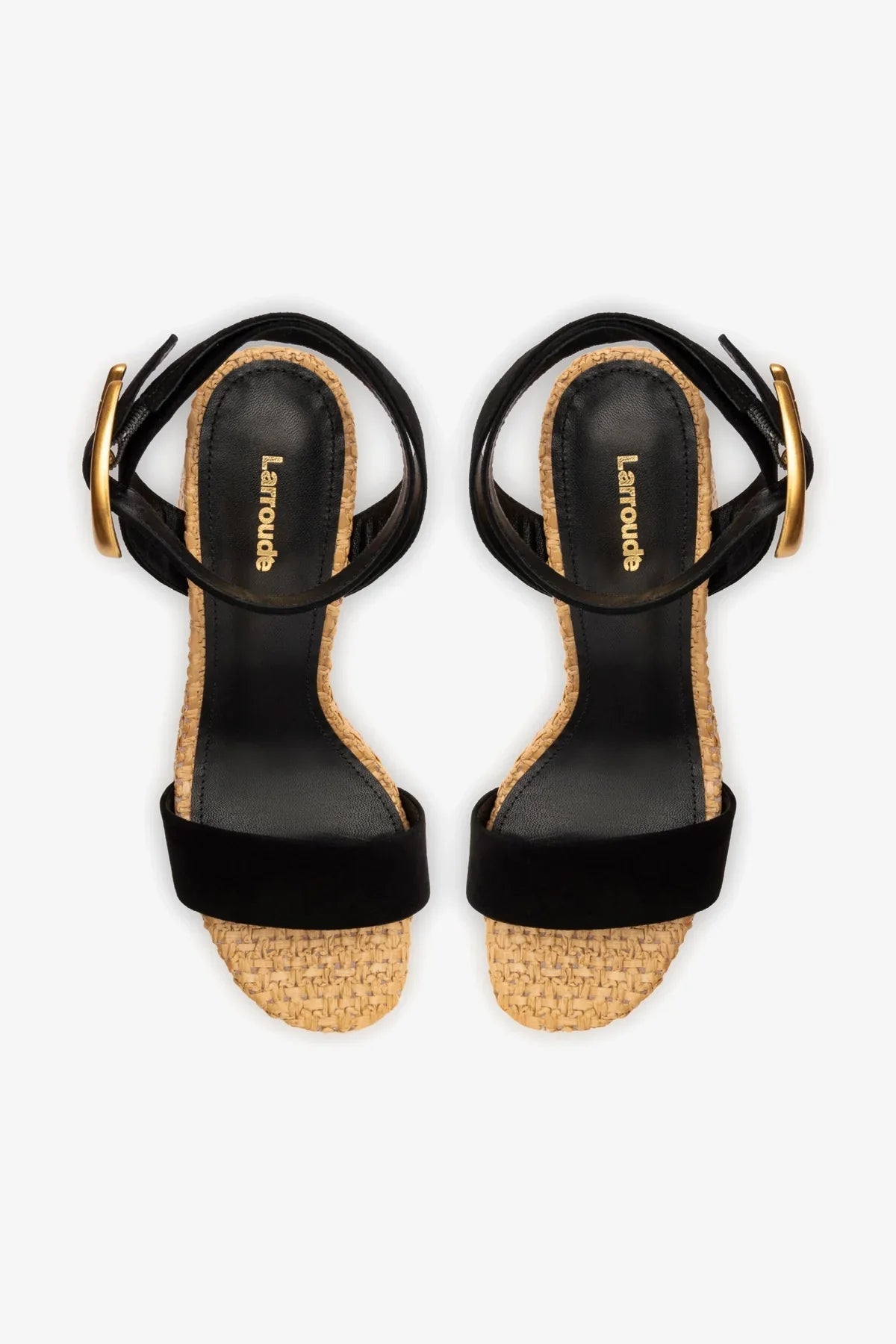Sandália Dolly Verona Ráfia Natural e Camurça Preto